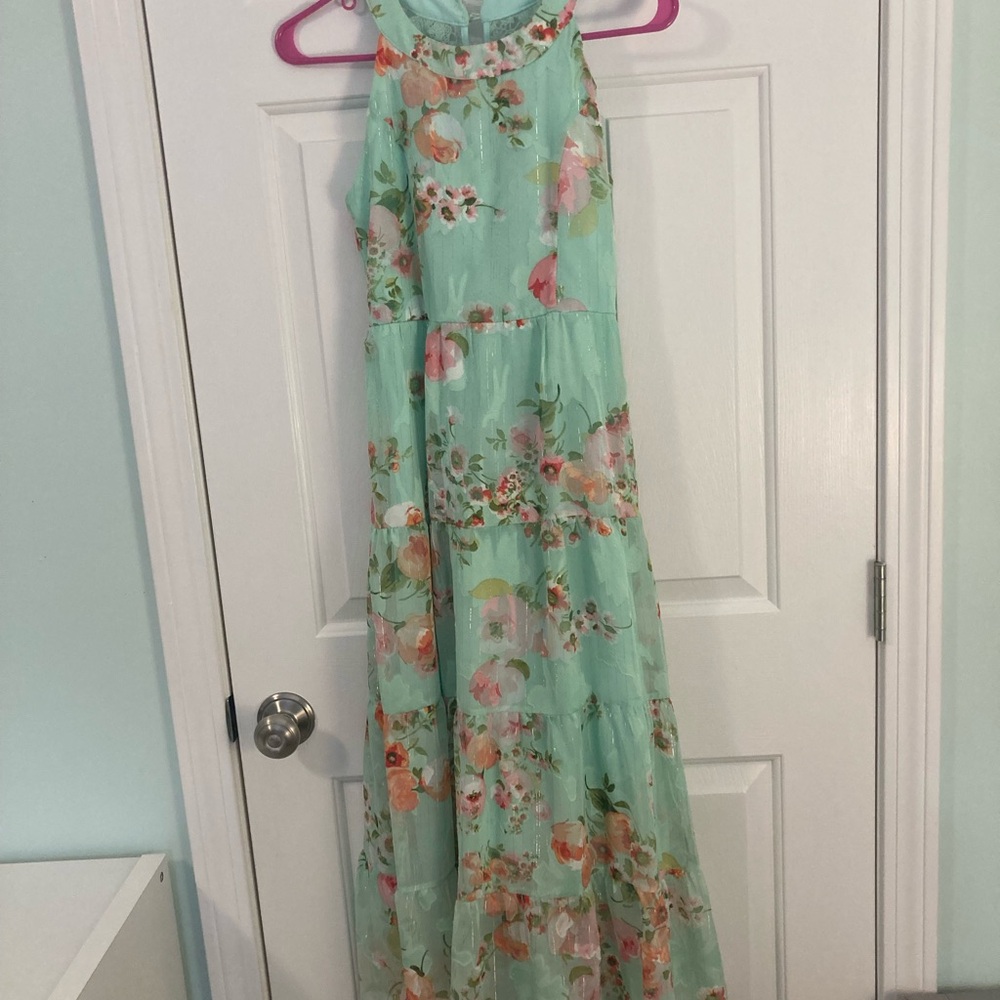 Speechless Mint Floral Kids Dress